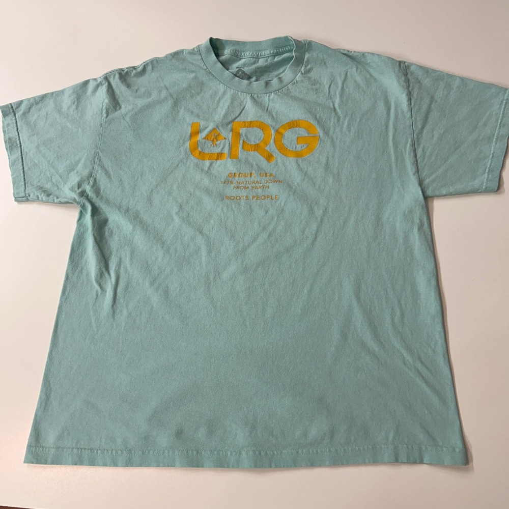 LRG Roots People Graphic T-Shirt Mens XL Teal Blue Short Sleeve Streetwear Tee
